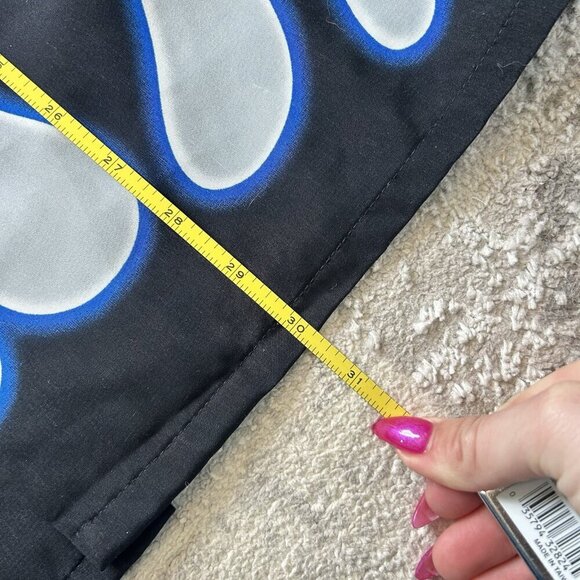 Vintage No Boundaries Blue Flames Button Up Shirt Black Mens Large L Y2K 90s - Picture 6 of 8